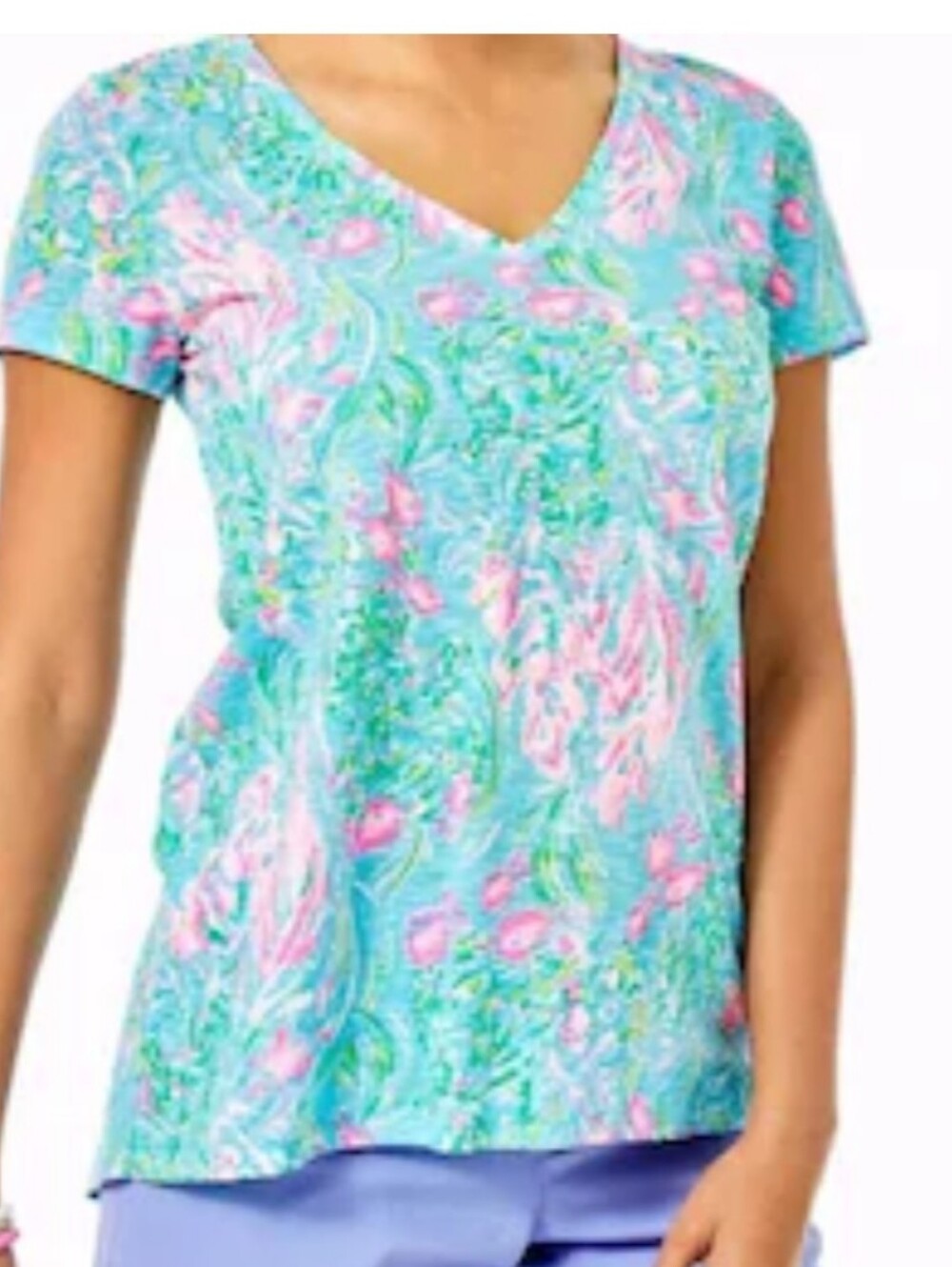 Lilly Pulitzer Women’s Medium Etta Top Amalfi Blue Best Fishes High Low